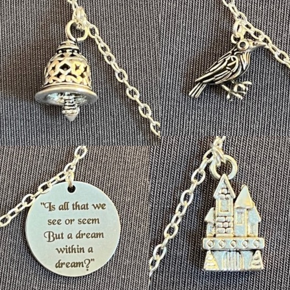 Poems of Edgar Allan Poe Handmade Literature Poetry Necklace, Portrait, Raven - Picture 4 of 16